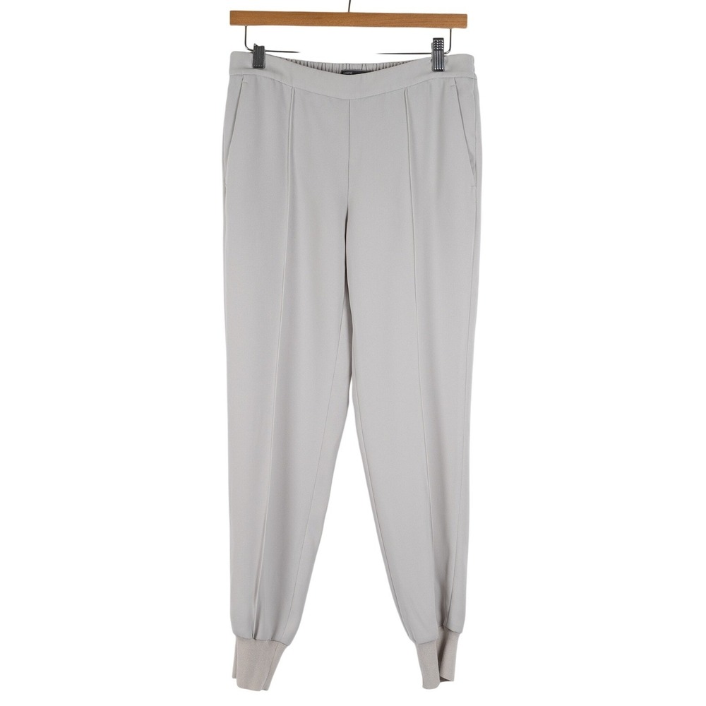Vince Pintuck Pleat Cady Crepe Jogger Pull On Tapered Trouser Pant Pale Grey S